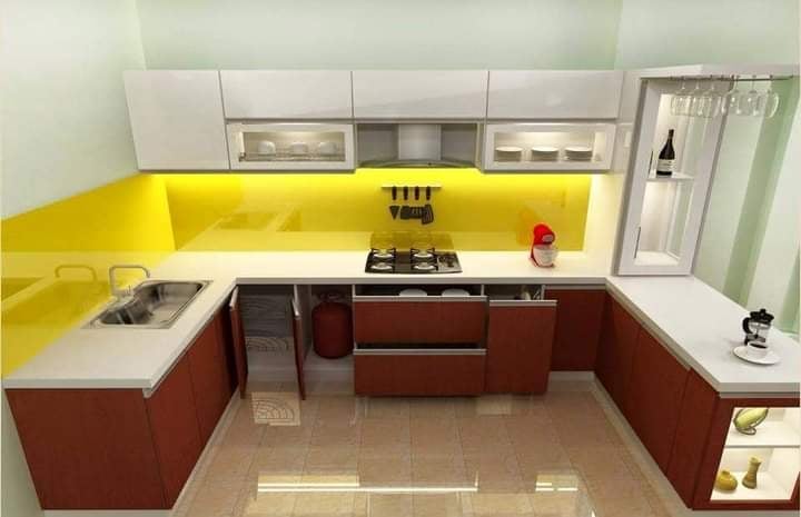 kính mầu ốp bếp