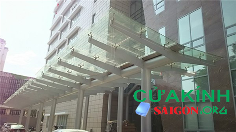 Thi công mái che kính, mái hiên kính cường lực Thi công mái che kính, mái hiên kính cường lực
